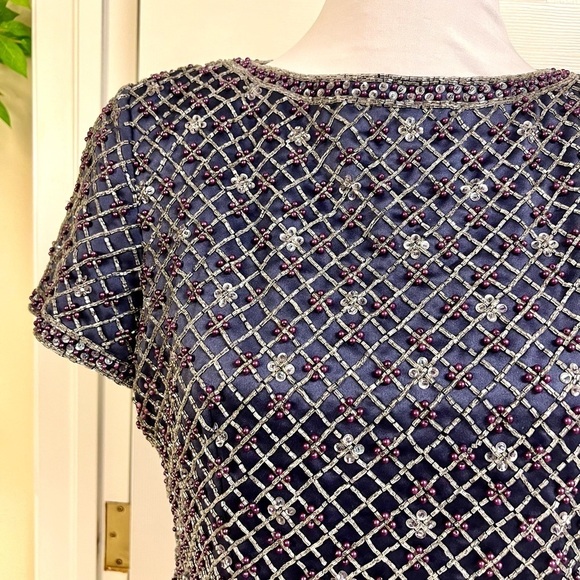 VIE by Victoria Royal 90s Vintage Beaded sequins Crop Top Blouse Victorian M - Picture 2 of 9